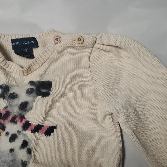 Ralph Lauren Girls Dalmatian Sweater Size 3T Cotton Puff Shoulder - Picture 3 of 16